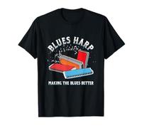 Blues Armónica Músico Instrumento de Viento Armónica Jugador Camiseta