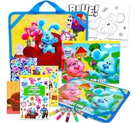 Blue's Clues - Juego de actividades de escritorio para niños con estuche, libro para colorear, libro de calcomanías, juegos, rompecabezas y más | Paquete de actividades de escritorio portátil de viaje