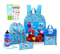 Blue's Clues Mochila escolar con lonchera para niños, paquete de 5 piezas con mochila de 16 pulgadas, bolsa de cincha, bolsa de almuerzo, soporte para lápices, calcomanías, más | Juego de mochila