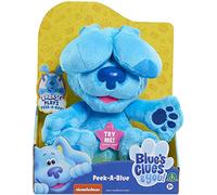 Blue's Clues & You - Las Pistas de Blue y Tú, Peek/A/Boo, Peluche de 25cm Interactivo del Perro de la Serie, Juego del cucú Tras, Mueve Las Orejas, Tiene Sonido, ladra, Famosa, (BLU02100)