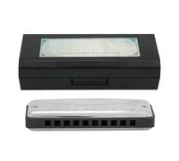 Blues Harmonica 10 Hole B Key Profesional Principiante Portátil Cubierta de Acero Inoxidable de Alto Brillo Peine de Resina ABS para Músicos Principiantes (Black)