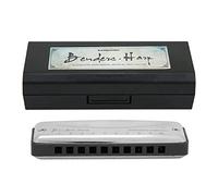 Blues Harmonica 10 - Hole Mouthorgan en La Clave F, Cubierta de Acero Inoxidable Alta Brillo, Resistente al Agua, Portátil, Color Blanco - Diseño Ergonómico, Material ABS, Ideal (negro)