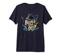 Blues Run Deep Músico Vintage Camiseta Premium