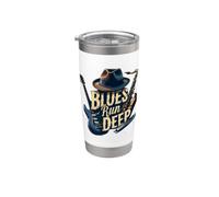 Blues Run Deep Músico Vintage Vaso térmico de acero inoxidable de doble pared