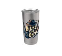 Blues Run Deep Músico Vintage Vaso térmico de acero inoxidable de doble pared
