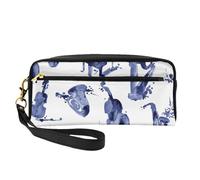 Blues Saxofón Piano Violonchelo Bajo, Bolsa de Maquillaje Bolsa de cosméticos Bolsa de Aseo de Viaje portátil Estuche de Cuero para Mujeres y niñas