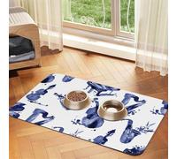 Blues Saxofón Piano Violonchelo Bajo,Tapete para Comida de Mascotas, manteles Individuales de Cuero sintético para Gatos y Perros,30x45cm