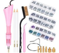 BLUESEABUY Aplicador de Piedras Strass Aplicador de HotFix Aplicador Herramienta 3 Cajas de Diamantes de Imitación con 7 Puntas Aplicadoras Diferentes para Ropa Pantalones Sombrero