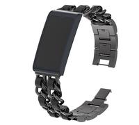Blueshaweu Compatible con Amazfit Helio, cadena de joyería de liberación rápida, pulsera de metal con cuero, compatible con Amazfit Helio Strap Smart Band Fitness Tracker, 22mmm, Acero inoxidable, No