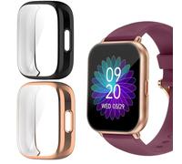 Blueshaweu - Funda compatible con reloj inteligente RUIMEN, suave y delgada de TPU en todo el contorno, antiarañazos, compatible con reloj inteligente RUIMEN H1 de 1.85 pulgadas (negro y rosa)