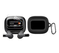 Blueshaweu Funda de silicona y 2 protectores de pantalla de TPU compatibles con JBL Live Beam 3, protección completa a prueba de golpes con mosquetón para JBL Live Beam 3 (negro)