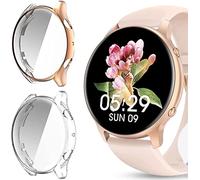 Blueshaweu Funda protectora compatible con TUYOMA Smartwatch de 1.28 pulgadas, resistente a los arañazos, protector de pantalla para reloj inteligente TUYOMA LW36 (oro rosa + transparente)