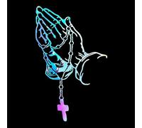 Blueshyhall Pegatina para coche con diseño de manos rezando, 26 x 16 cm, rosario cristiano, pegatina para tuning de coche, pegatina religiosa para carrocería, ventana, luna trasera (plata reflectante)