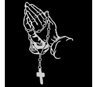 Blueshyhall Pegatina para coche con diseño de manos rezando, 26 x 16 cm, rosario cristiano, pegatina para tuning de coches, pegatinas religiosas para carrocería, ventana, luna trasera (blanco