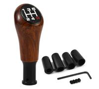 Blueshyhall Pomo para palanca de cambios con aspecto de madera, 5 marchas, universal, de madera de aluminio y ABS con adaptador de goma M8/10/12, mango de palanca de cambios, color marrón, accesorios