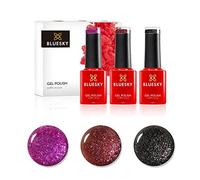 BLUESKY - Juego de esmalte de uñas en Gel Bluesky, Crystal Purple, Abyss VIP03, Butterfly Queen 80602, Maroon Cherry JQ10, 3 x 5 ml, (requiere endurecimiento bajo UV o lámpara LED)