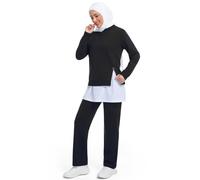 BlueSnow Muslimah Modest Workout Sets for Women Long Sleeve Tops & Pants 2 Piece Outfit Gym Running Sports Wear(XL,Y1)