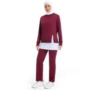 BlueSnow Muslimah Modest Workout Sets for Women Long Sleeve Tops & Pants 2 Piece Outfit Gym Running Sports Wear(S,Y2)