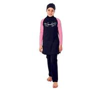 BlueSnow Trajes de baño para niñas Bañador Bikini para niños Top Completo con Capucha y bañador con pantalón (4XL,Y7)