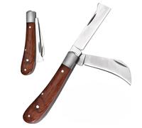Bluessiery Cuchillo de Jardín, Cuchillo de Injerto Inoxidable Doble Hoja Doble Filo Multifuncional Cortador de Injerto para Injertar Herramientas de Injerto en Ciernes