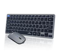Bluestork - Mini V2 Teclado inalámbrico Recargable - Teclado inalámbrico AZERTY, Formato Compacto y ratón 1600 dpi - Doble conexión: 2,4 GHz y Bluetooth - Autonomía 80H - Windows/Android/iOS