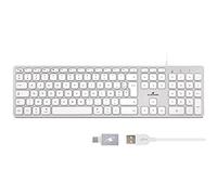 Bluestork - Teclado con Cable para Mac Silencioso 13 Accesos AZERTY FR | Con Cable, Teclas Cóncavas Silenciosas, 13 Accesos Directos Multimedia, Adaptador USB/USB-C, Compatible Mac