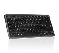 Bluestork - Teclado inalámbrico Bluetooth, Mini Teclado francés Azerty, Teclado Ligero silencioso, Teclado Bluetooth 90h de autonomía, Recargable USB C, 14 accesos directos Multimedia, Negro