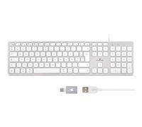 Bluestork Teclado QWERTY con Cable para Mac - Teclas cóncavas y silenciosas, Incluye Ñ - 13 accesos directos Multimedia, Adaptador USB/USB-C - Nuevo 2022, Blanco