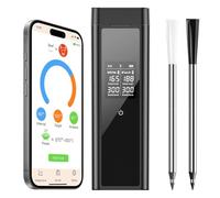 BlueSwan Termómetro de Cocina Inalámbrico con 2 Sondas Aptas para Lavavajillas IP67, Termómetro Digital Inteligente Caja Magnética, 150m Bluetooth App y 9 Modos de Carne, BBQ, Parrilla, Horno, Grill