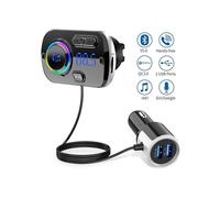 Bluetooth 5.0 FM transmitter, wireless radio adapter, hands-free calling, QC3.0 and colorful light