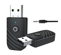 Bluetooth 5.0 USB Receptor Adaptador para pc Bluetooth transmisor TV, 3en1 con Cable Auxiliar Digital de 3.5 mm para TV,Altavoces,PC,Auriculares,Coche