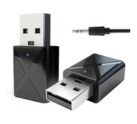 Bluetooth 5.0 USB Receptor, Adaptador transmisor de TV, 4en1 con Cable Auxiliar Digital de 3.5 mm para Altavoces, PC, Auriculares, Coche