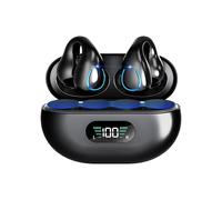Bluetooth 5.3 Earphones, HiFi Stereo Wireless Headphones with Touch Control, Clip-on Design with LED Display - Black