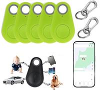 Bluetooth and GPS Pet Wireless Tracker, 5 Packs Smart Tracker Key Finder Locator Anti Lost, Portable Bluetooth Intelligent Anti-Lost Device, Wireless Gps Tracker for Kids Pet Key Car Wallet(Groen)