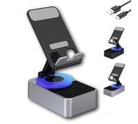 Bluetooth Audio Power Bank Bracket, Bluetooth Audio Power 360° Rotation Foldable Phone Holder with Induction Speaker, 5.0 HiFi Stereo Sound Speaker, for Phone Tablet (Grey)