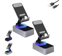 Bluetooth Audio Power Bank Bracket, Bluetooth Audio Power 360° Rotation Foldable Phone Holder with Induction Speaker, 5.0 HiFi Stereo Sound Speaker, for Phone Tablet (Grey * 2)
