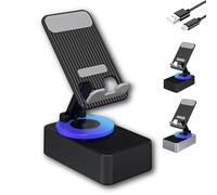 Bluetooth Audio Power Bank Bracket, Bluetooth Audio Power 360° Rotation Foldable Phone Holder with Induction Speaker, 5.0 HiFi Stereo Sound Speaker, for Phone Tablet (Black)