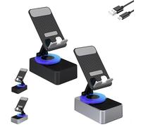Bluetooth Audio Power Bank Bracket, Bluetooth Audio Power 360° Rotation Foldable Phone Holder with Induction Speaker, 5.0 HiFi Stereo Sound Speaker, for Phone Tablet (Black + Grey)