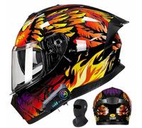Bluetooth Casco Integral Moto Casco Full Face con Mascarilla Certificado ECE/Dot MicróFono Incorporado Se Puede Responder AutomáTicamente Revestimiento Desmontable M-2XL 57-64CM
