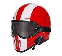 Bluetooth Casco Integral Retro Homologado ECEDOT Cascos Integrales De Motocicleta con HD Gafas Cascos De Motocross con Altavoz Y Micrófono para Hombres Y Mujeres Adultos H,M:57-58CM