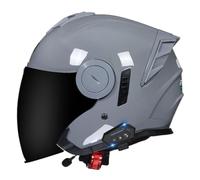 Bluetooth Casco Jet Moto Bluetooth Integrado DOTECE Homologado Casco Moto Abierto Cascos Half-Helmet con Doble Visera Cruiser Chopper Biker Racing Cascos 6,L:59-60CM