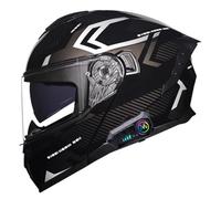 Bluetooth Casco Modular de Moto con Casco Abatible Motocicleta Casco Integrales Moto Adulto con Doble Visera Casco Homologado DOTECE para Hombres Y Mujeres 12,L=59~60cm