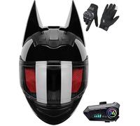 Bluetooth Casco Todoterreno Con Orejas De Gato, Casco Integral De Motocicleta Para Hombre Y Mujer Con Homologación ECE, Para Motocross Y Vehículos Todoterreno De Cuatro Ruedas. B1,S/(50~53cm)