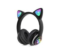 Bluetooth Cat Ear Headphones Wireless with LED Lights, Foldable Kids Headphones, Wired Headphones with Microphone