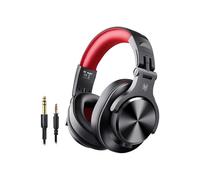 Bluetooth Headset - ONEODIO - A70 - Red - 50 Hours Battery Life - CVC 8.0 Noise Cancelling Microphone