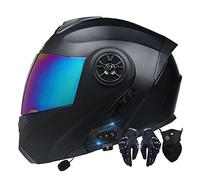 Bluetooth Integrado Casco Moto Modular para Mujeres Hombres, Cascos Integrales ECE Homologado, Casco Abatible con Doble Visera Cascos De Motocicleta