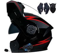 Bluetooth Integrado Casco Moto Modular para Mujeres Hombres, Cascos Integrales ECE Homologado, Casco Abatible con Doble Visera Cascos De Motocicleta