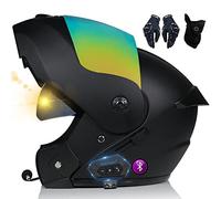 Bluetooth Modular Casco De Moto, con Doble Visera, ECE Homologado, Carcasa De Alta Resistencia, Diseño Liviano, Forro Cómodo Y Transpirable, Guantes Y Máscara Gratis