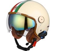 Bluetooth Moto Casco Demi Jet Cascos Half-Helmet Casco Moto Jet con Doble Visera ECE Homologado Casco Abierto de la Motocicleta Casco para Adultos Hombres Mujeres K,L