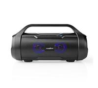 Nedis Boombox Bluetooth Party – 6 horas, 60 W, AUX/MicroSD/USB, IPX5, con asa – Negro